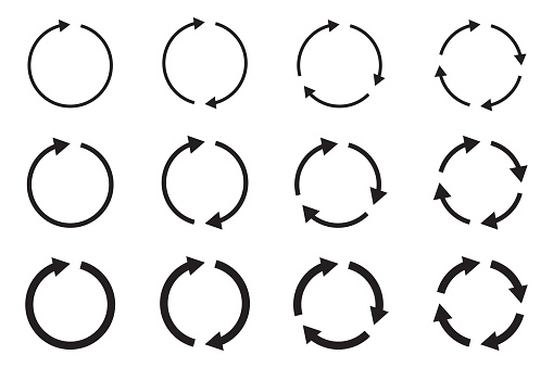Circle arrows set. Rotate, refresh, reload icons