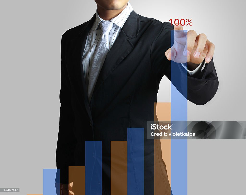 Mano che indica il grafico - Foto stock royalty-free di Affari