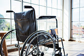 Wheelchair in empty hospital