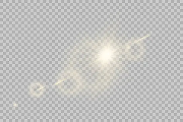 Vector illustration of Lens sunlight light effect on transparent. Stock vector illustration. Available as PNG.