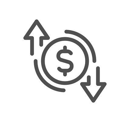 Money and payment icon outline and linear vector.