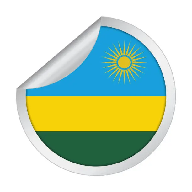 Vector illustration of Rwanda sticker flag icon with peel off corner isolated on white background