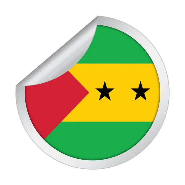 Vector illustration of Sao Tome and Principe sticker flag icon with peel off corner isolated on white background