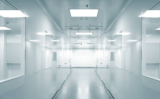 Hospital research lab corridor stock photo