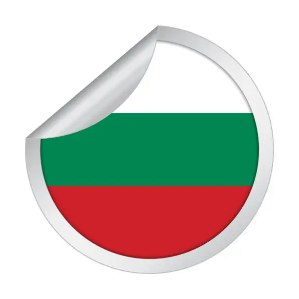 Vector illustration of Bulgaria sticker flag icon with peel off corner isolated on white background