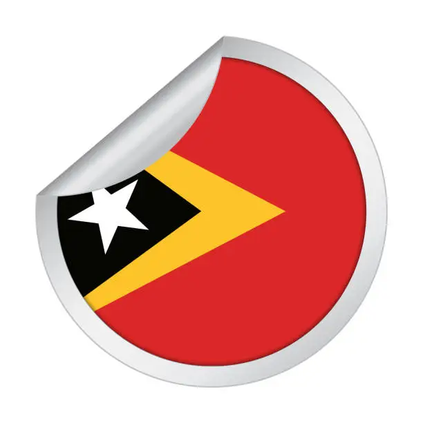 Vector illustration of East Timor sticker flag icon with peel off corner isolated on white background