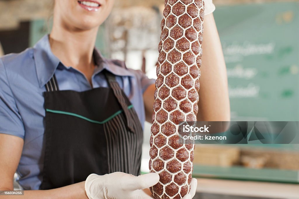 Arbeiten in einem Schlächtern shop - Lizenzfrei Metzgerei Stock-Foto