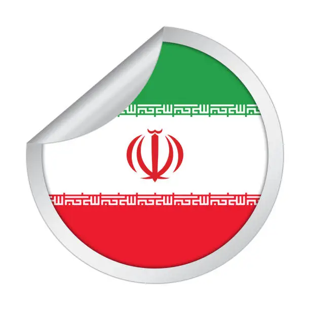Vector illustration of Iran sticker flag icon with peel off corner isolated on white background