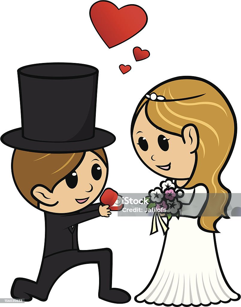 Cartoon Wedding Couple Proposal Stock Illustration - Download Image Now -  Adult, Affectionate, Bouquet - iStock