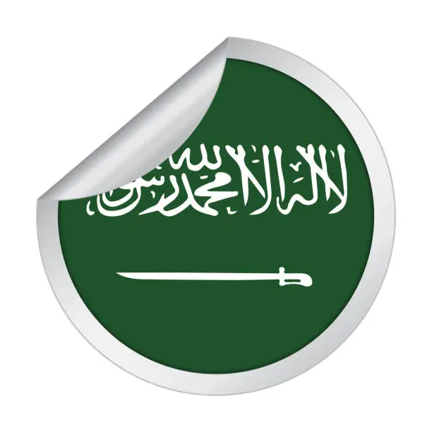 Vector illustration of Saudi Arabia sticker flag icon with peel off corner isolated on white background