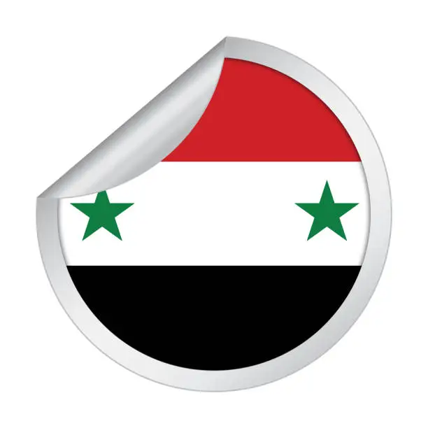 Vector illustration of Syria sticker flag icon with peel off corner isolated on white background