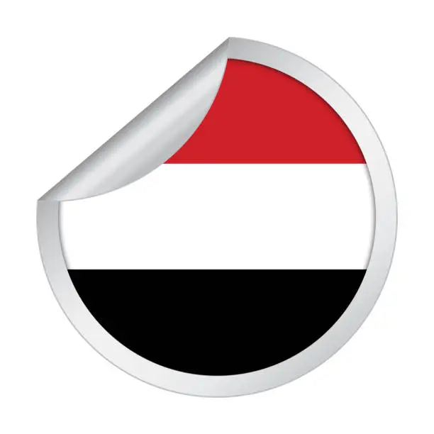 Vector illustration of Yemen sticker flag icon with peel off corner isolated on white background