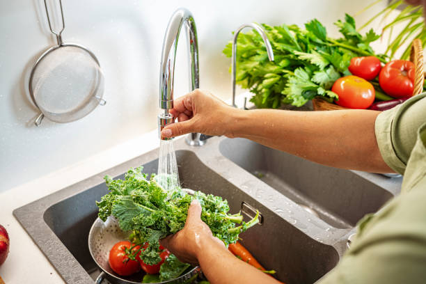 istock Woman's hands washing fresh kale leaves in kitchen sink 1560374753