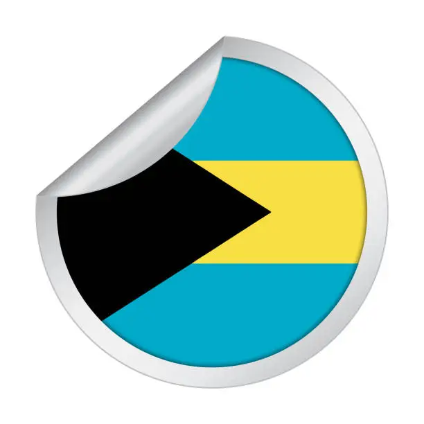 Vector illustration of Bahamas sticker flag icon with peel off corner isolated on white background