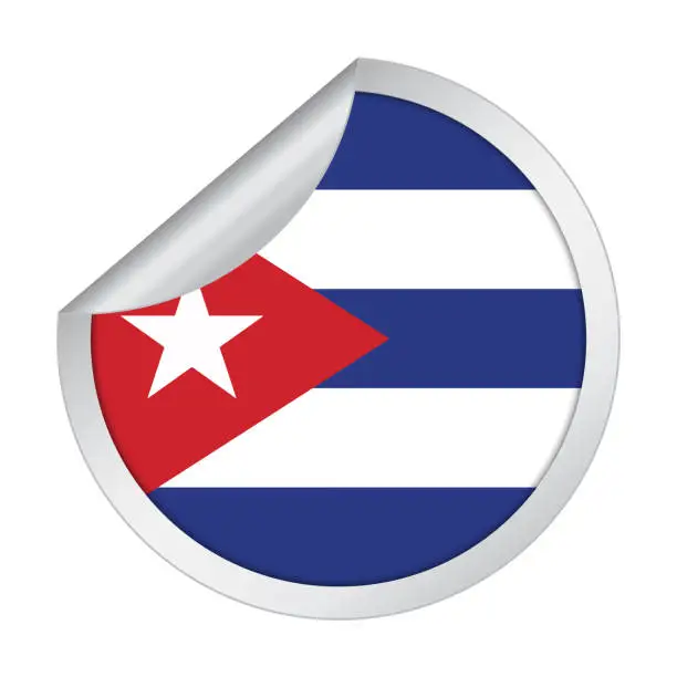 Vector illustration of Cuba sticker flag icon with peel off corner isolated on white background