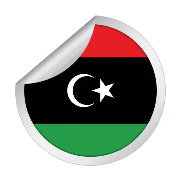 Vector illustration of Libya sticker flag icon with peel off corner isolated on white background