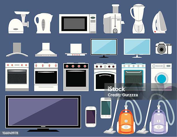 Ilustración de Conjunto De Electrodomésticos y más Vectores Libres de Derechos de Aspiradora - Artículo de limpieza - Aspiradora - Artículo de limpieza, Cocina - Electrodomésticos, Dispositivo de información móvil