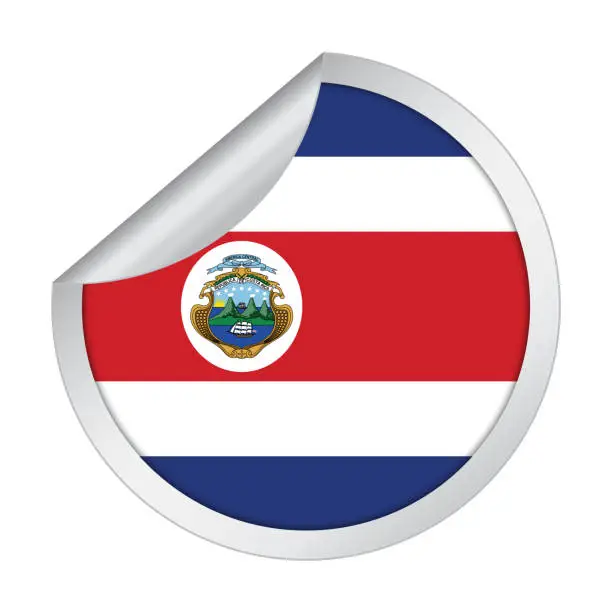 Vector illustration of Costa Rica sticker flag icon with peel off corner isolated on white background