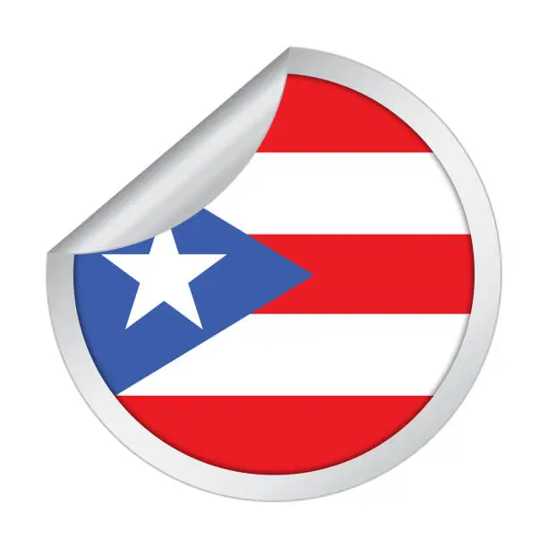 Vector illustration of Puerto Rico sticker flag icon with peel off corner isolated on white background