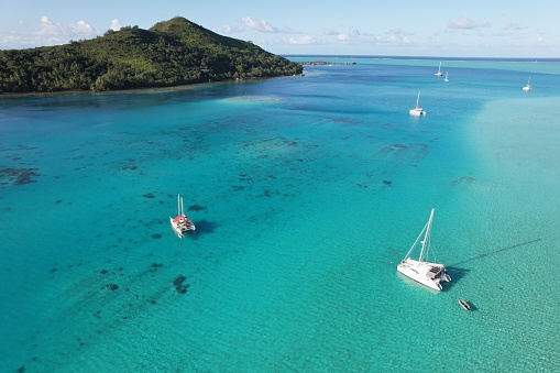 Overview of boats in Bora Bora