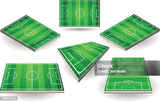 Set Of Soccer Fields In Six Different Positions Stock Illustration - Download Image Now - Soccer Field, Soccer Team, Isometric Projection