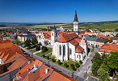 Aerial view of old town Levoca, small medieval town in Slovakia.