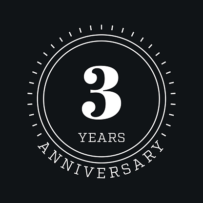 Three Years Anniversary Logo Template. 3 Years celebration badge, label, greeting card design.