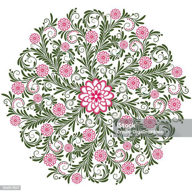 Ilustración de Vintage Floral Patrón Redondo y más Vectores Libres de Derechos de Blanco - Color - Blanco - Color, Borde, Curva - Forma