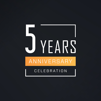 Five Years Anniversary Logo Template. 5 Years celebration badge, label, greeting card design.