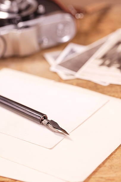 istock vintage ink pen, old photos and camera 156049817