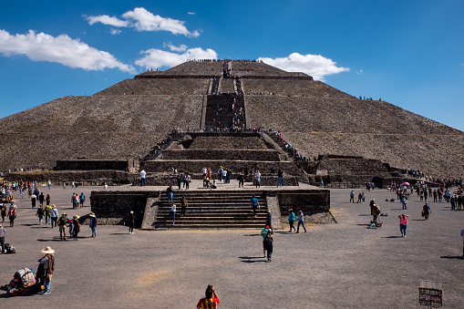 december, 30, 2019 - pyramid of the sun, Teotihuacán, Mexico - general plan of the pyramid of the sun