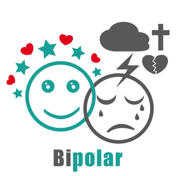 bipolare störung. vektor-illustration ii. - mental health professional mental illness change changing form stock-grafiken, -clipart, -cartoons und -symbole