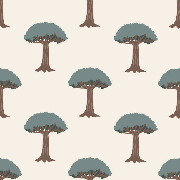 ドラゴンブラッドツリーのシームレスなパターン。ソコトラ島の風景背景、ベクターイラスト。 - 竜血樹点のイラスト素材／クリップアート素材／マンガ素材／アイコン素材