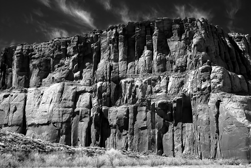 Colorado river and cliffs near Lee's Ferry Arizona in Infrared