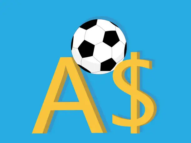 Vector illustration of Australian currency in football