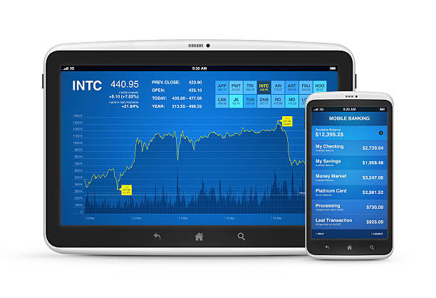 istock Stock market and mobile banking on digital devices 156056441