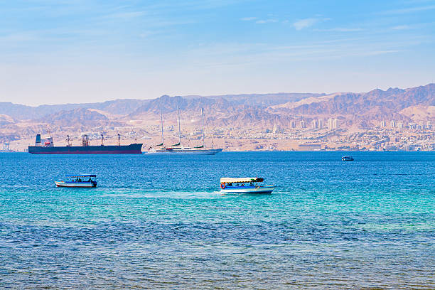 Aqaba gulf and view on Israel town Eilat from Jordan
