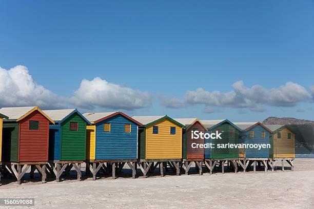 Beach At Muizenberg South Africa With Colorful Huts Stock Photo - Download Image Now