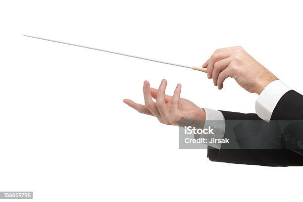 Conductors Hands With Pointy Stick Isolated On White Stock Photo - Download Image Now