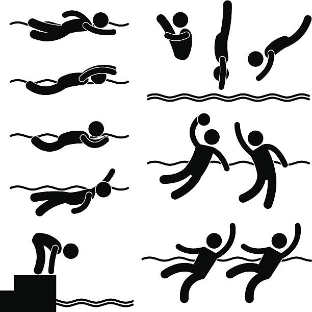 ilustraciones, imágenes clip art, dibujos animados e iconos de stock de piscina sport pictograma - braza