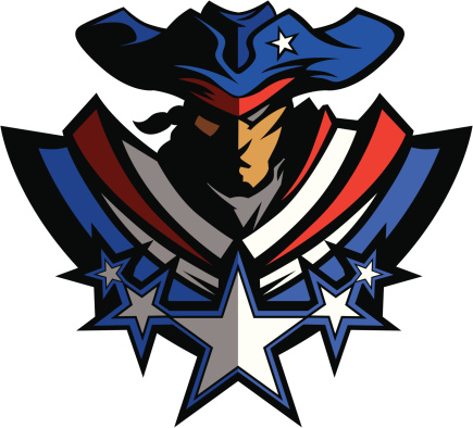 Patriot Mascot with Stars and Hat Graphic Vector Illustration