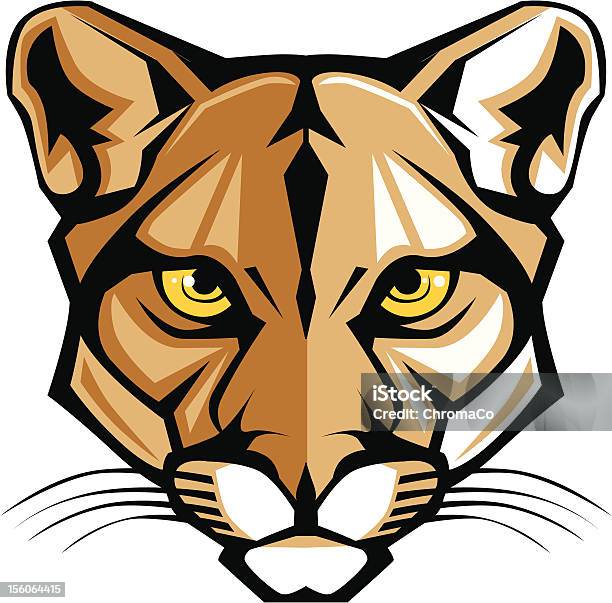 Cougar Panther Mascot Head Vector Graphic Stock Illustration - Download Image Now - Mountain Lion, Mascot, Animal Head
