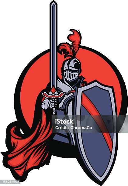 Medieval Knight With Sword And Shield Vector Mascot Stock Illustration - Download Image Now