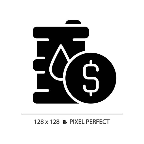 stockillustraties, clipart, cartoons en iconen met oil price black glyph icon - energietransitie