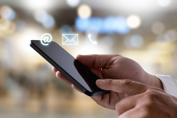 istock Contact Us Customer Support Person Connection CONTACT US (Customer Support Hotline people CONNECT) phone application blue background 1560652629