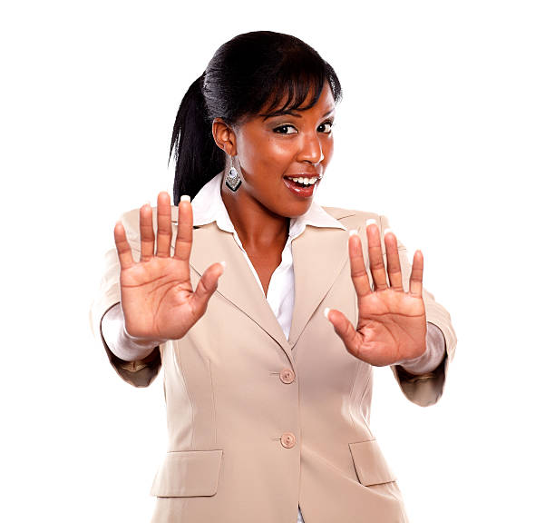istock Pretty executive woman giving the high 156073016