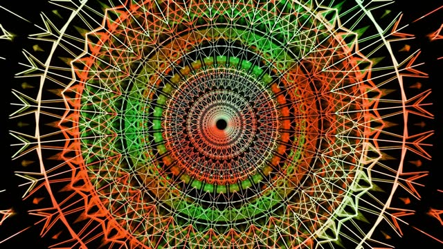 Mandala 3D Kaleidoscope seamless loop Psychedelic Trippy Futuristic Traditional Tunnel Pattern for Consciousness Meditation Background Video Relaxing Ethnic Colorful pattern Chakra Kundalini Yoga