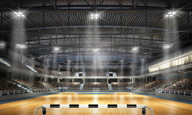 Sports arena with hand ball field 3d rendering of a Sports arena with hand ball field team handball stock pictures, royalty-free photos & images