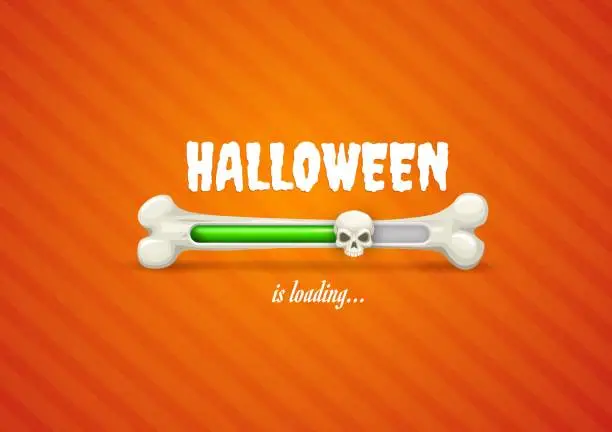 Vector illustration of Halloween loading bar with bone and skull slider