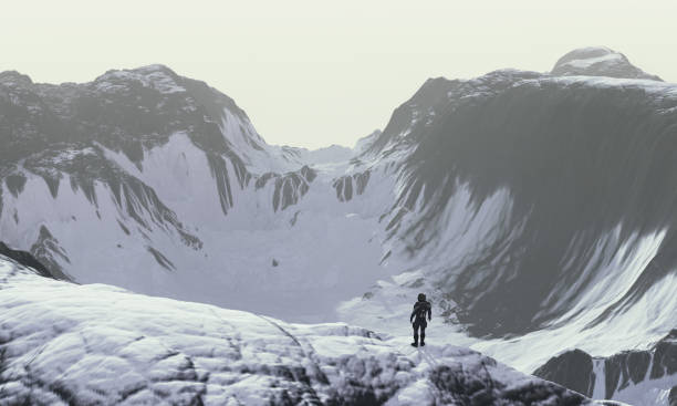 istock Astronaut exploring  frozen remote planet 1560750813